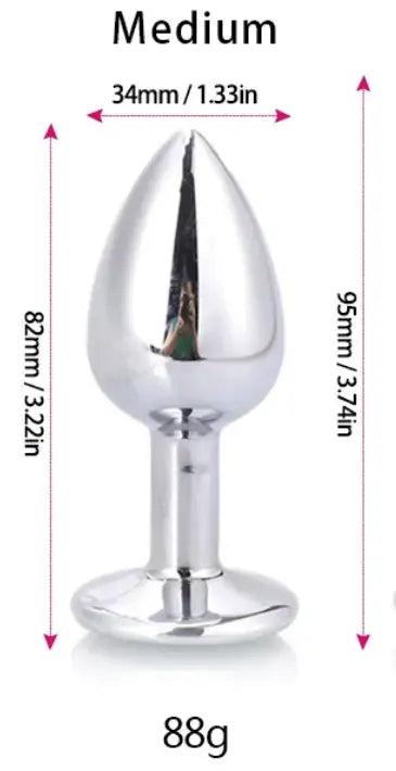 💎Stainless Steel Butt Plug with Crystal Tail – Anal Toy