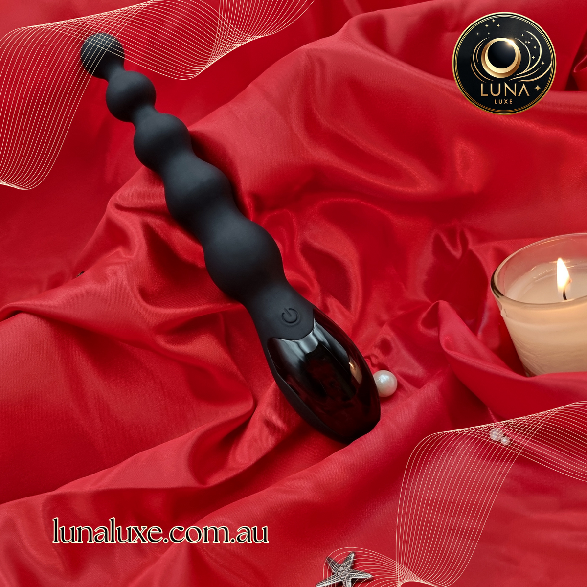 Black dual-motor anal vibrator showing powerful vibrations for prostate massage, available at LunaLuxe Australia.