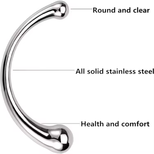 High-end double-ended metal dildo with a sleek and smooth surface, designed for temperature-based pleasure and deep penetration.