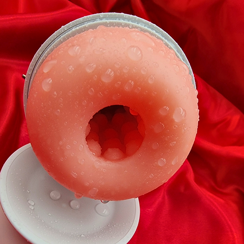 Close-up of peristaltic suction feature inside the male masturbator for a realistic feel.