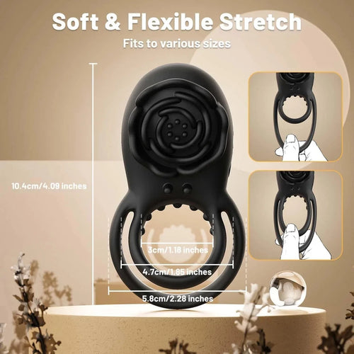 🌹The Luna Rose Affair – Vibrating Cock Ring with Clitoral Stimulator