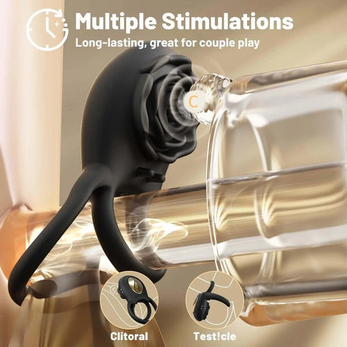 🌹The Luna Rose Affair – Vibrating Cock Ring with Clitoral Stimulator