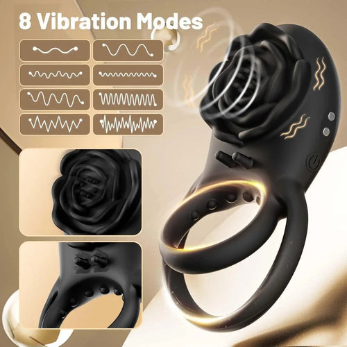 🌹The Luna Rose Affair – Vibrating Cock Ring with Clitoral Stimulator