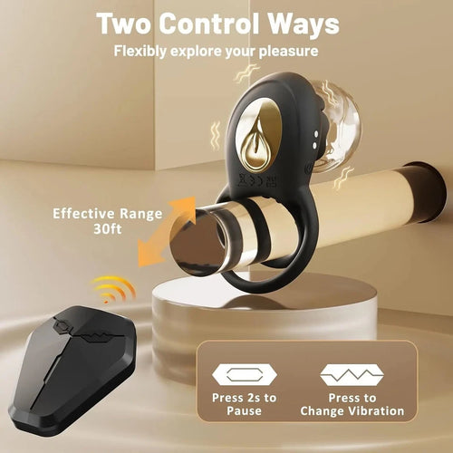 🌹The Luna Rose Affair – Vibrating Cock Ring with Clitoral Stimulator