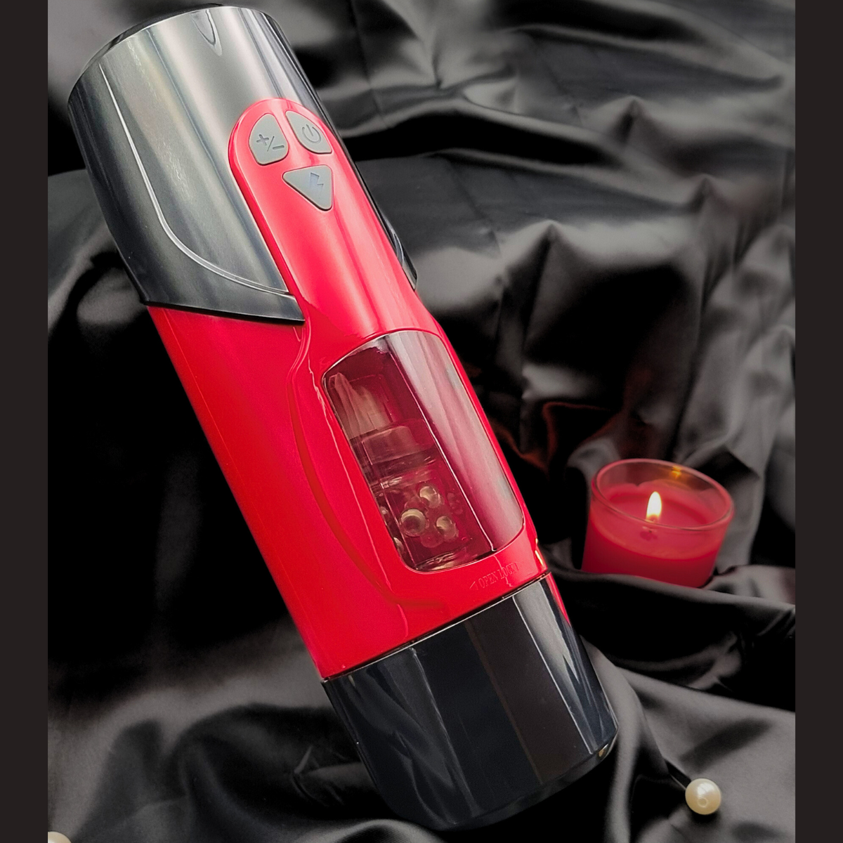 Automatic telescopic male masturbator with 360-degree rotation feature.