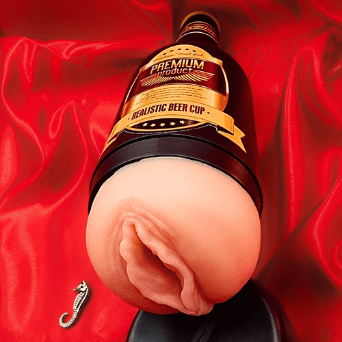 Bottle with sleeve revealed—textured canal and snug entrance for strong suction.