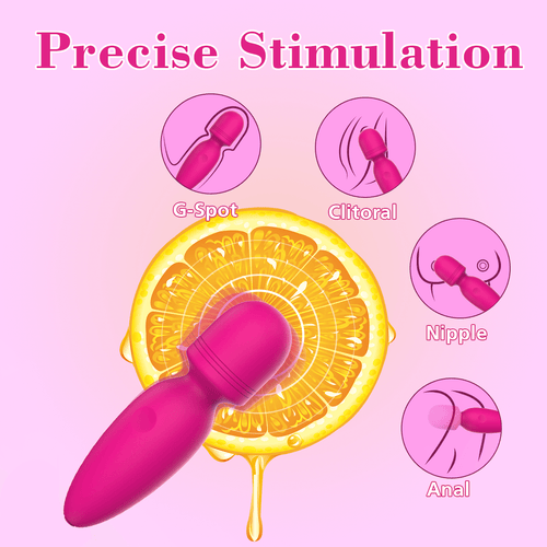 Target diagram showing precise clitoral contact and flexible neck for accurate positioning.
