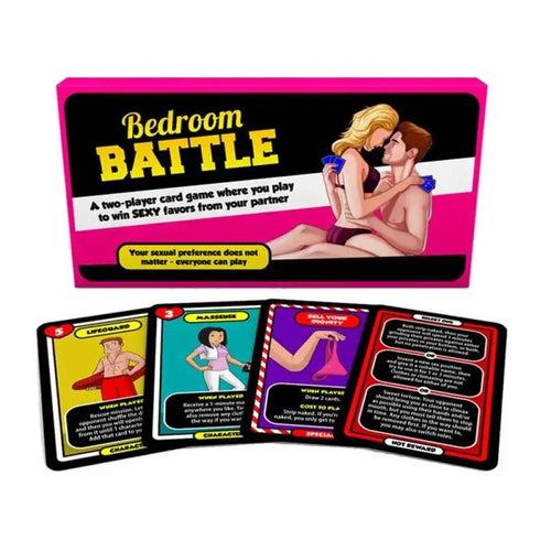 Product box with cards fanned out—110 cards for couples who want mischief and heat.