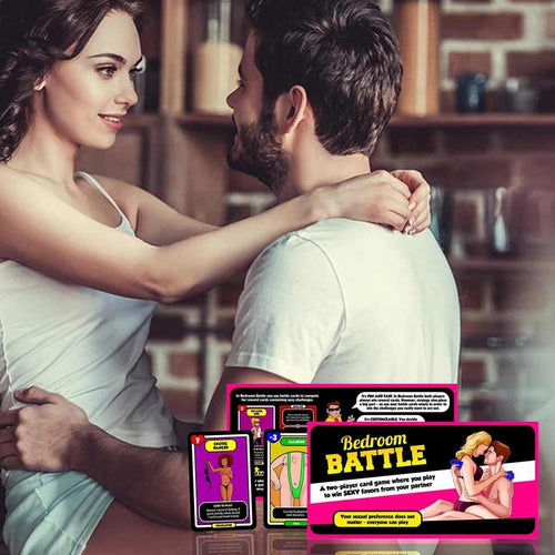 Romantic couple laughing on the couch—intimate game designed for connection and fun.