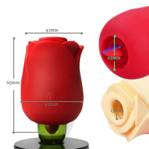 Studio cutout of the rose—smooth silicone shell with intuitive single-button control.