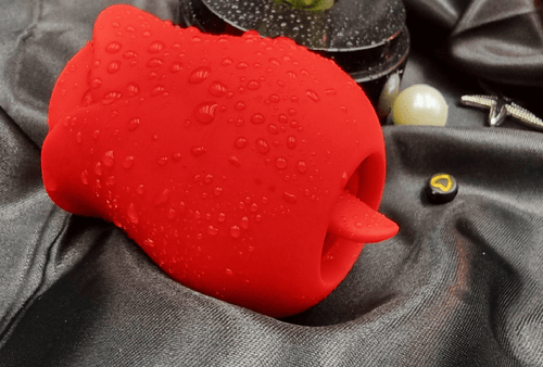 Side profile of the rose stimulator—compact handheld design for precise external play.