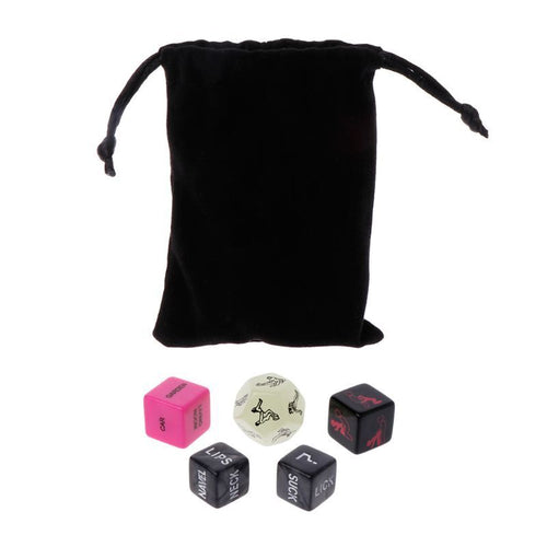 Travel pouch with three erotic dice—portable game for instant foreplay anywhere.