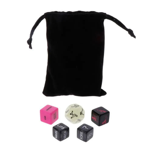 Travel pouch with three erotic dice—portable game for instant foreplay anywhere.