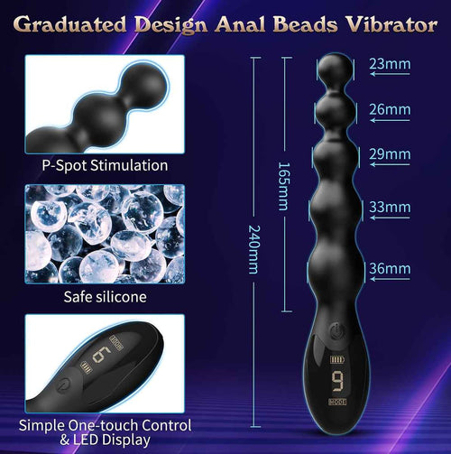 Body-safe silicone anal wand with beads – Luna Luxe vibrating sex toy for anal play.