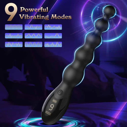 Powerful vibrating anal beads toy – Luna Luxe Pulse Beads anal wand for couples play.